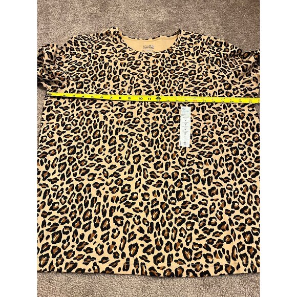 Womens Croft & Barrow Leopard Print Long-Sleeve Crewneck Tee 1X - Picture 3 of 7